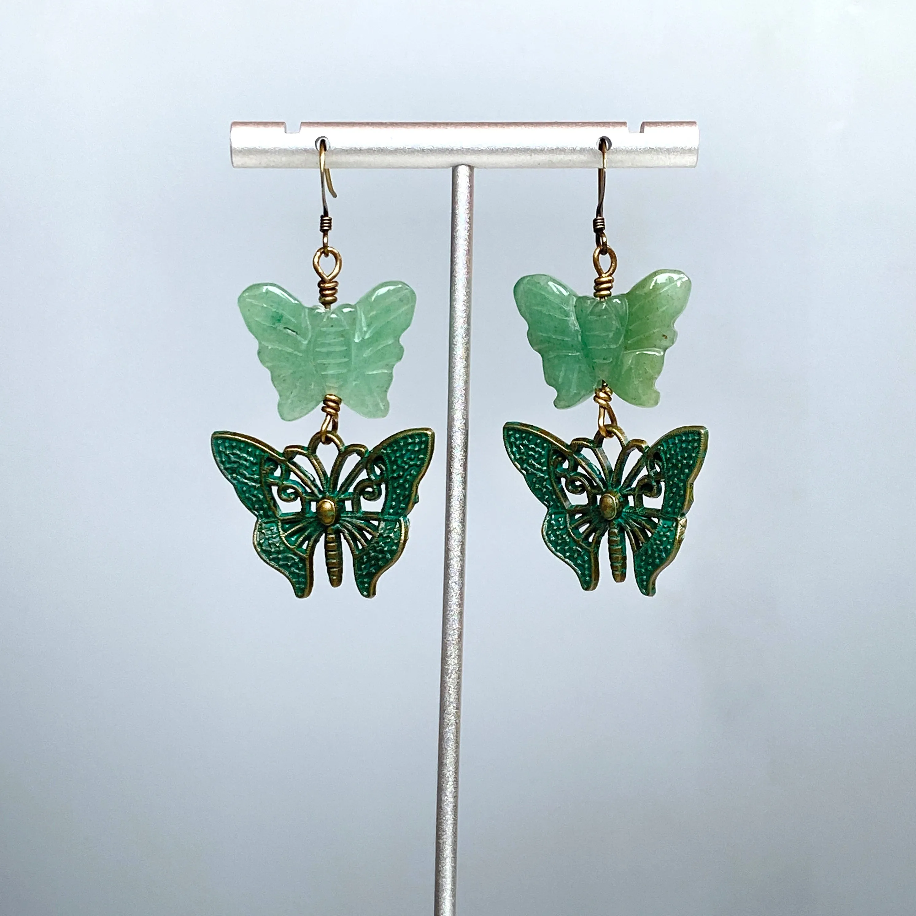 Green Aventurine gemstone Butterfly Earrings