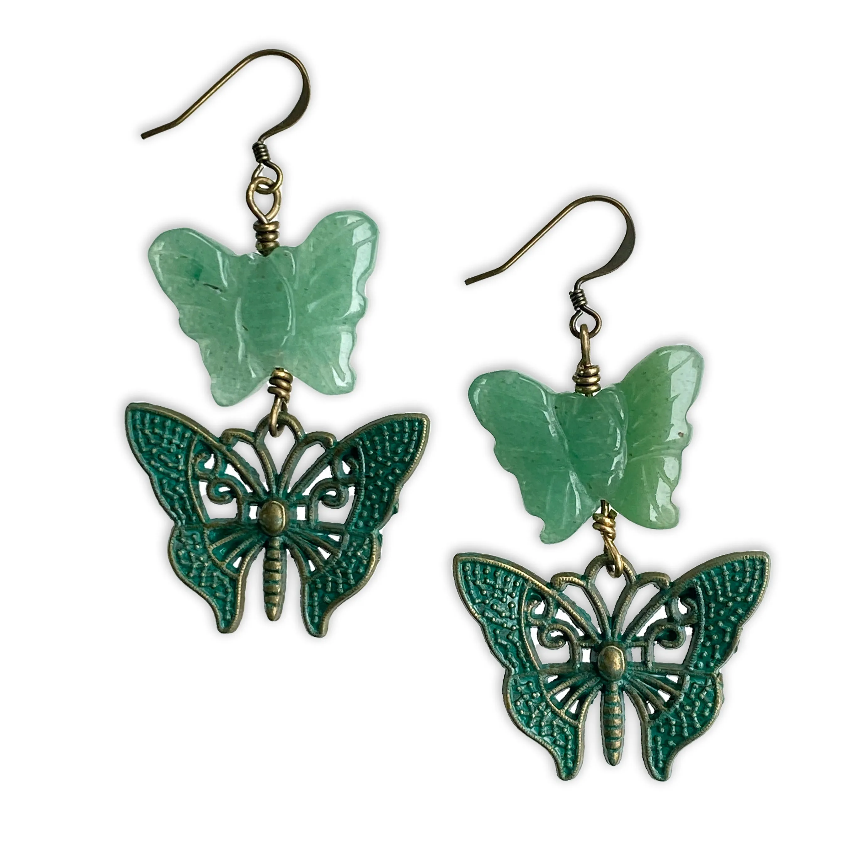 Green Aventurine gemstone Butterfly Earrings