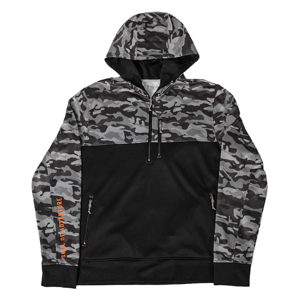 Half Zip Performance Hoodie | Blackout Military Camo