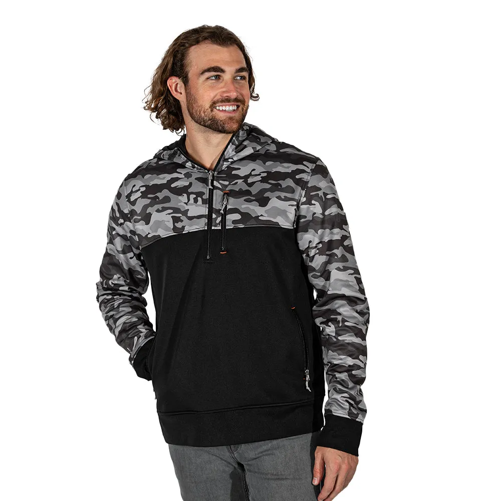 Half Zip Performance Hoodie | Blackout Military Camo