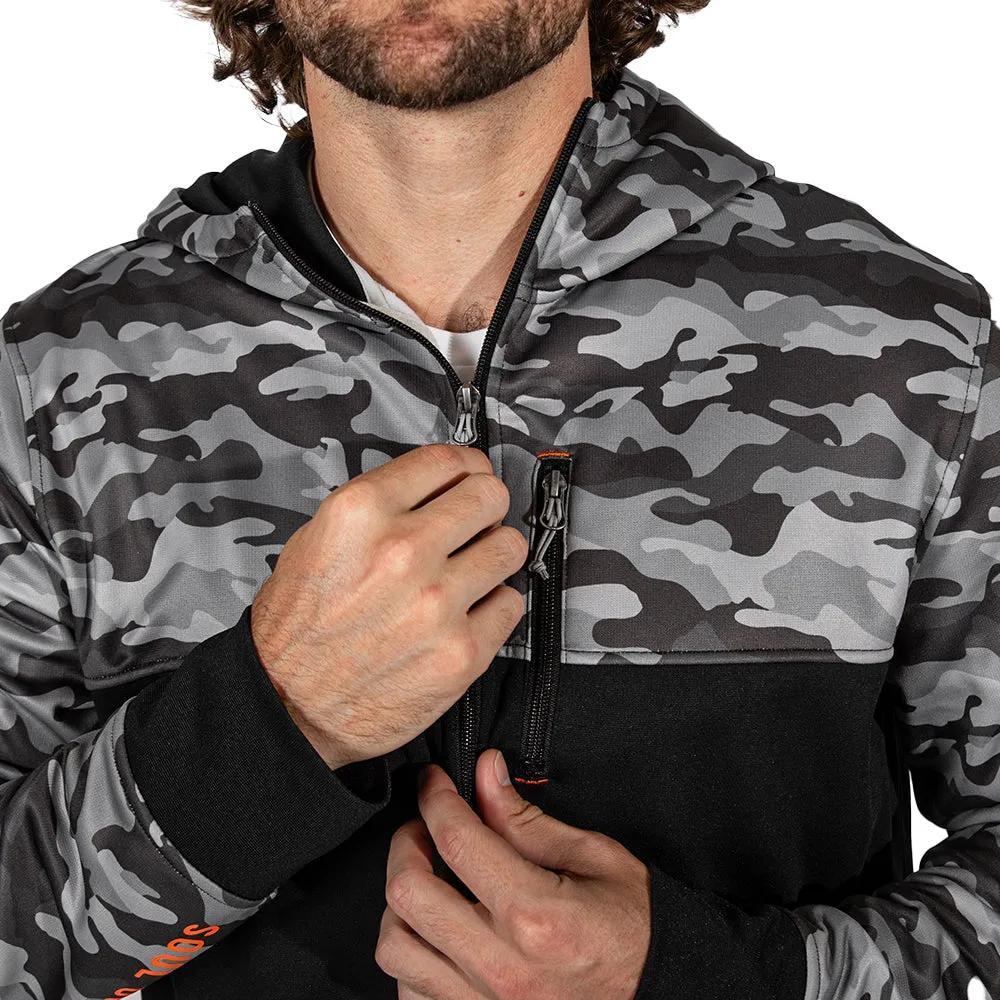 Half Zip Performance Hoodie | Blackout Military Camo