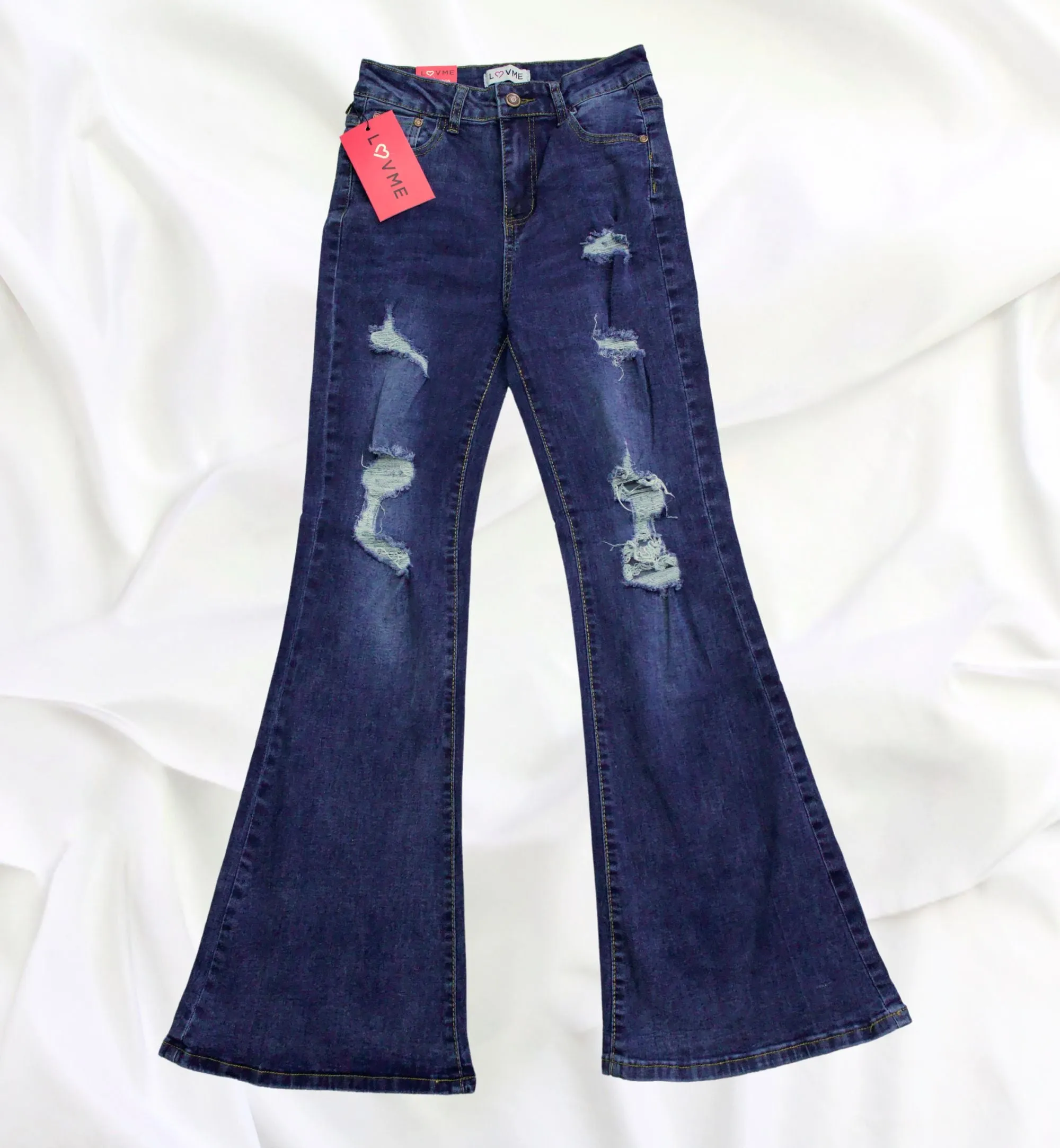 JEANS ACAMPANADOS DETALLES DE RASGADO LV90016