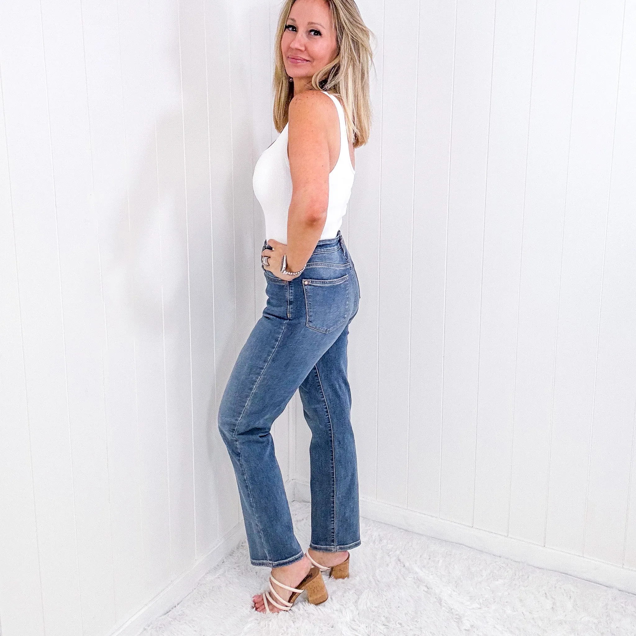 Judy Blue Amy Medium Wash High Waist Straight Leg Jeans