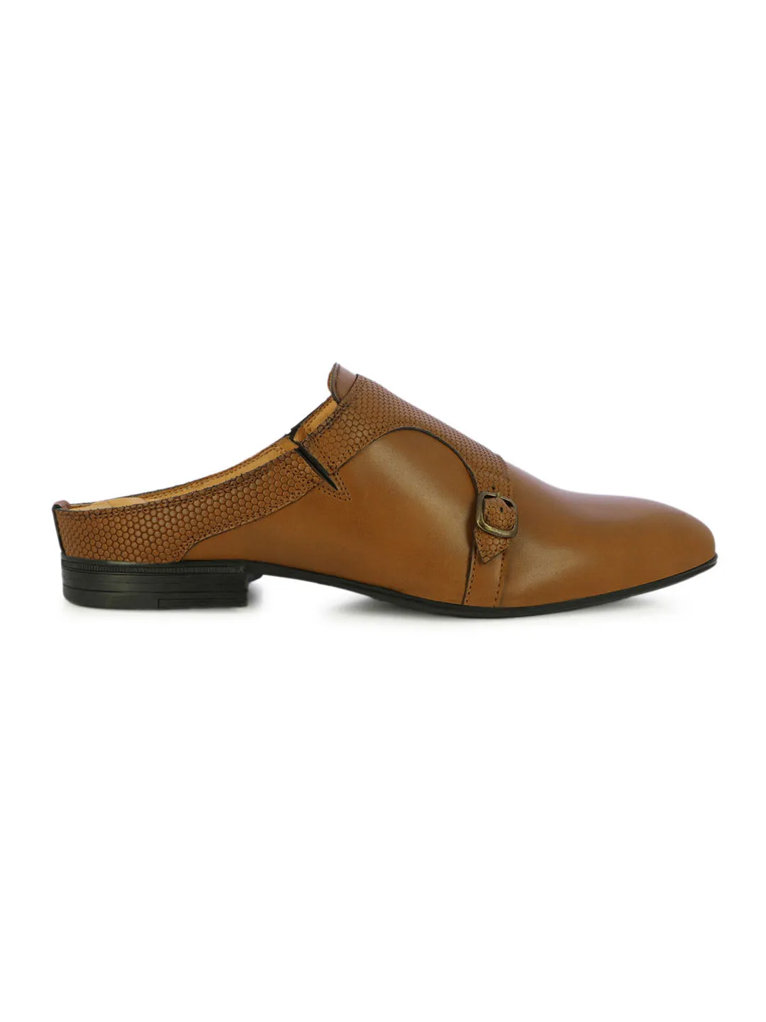 Kris Men's Tan Buckled Mules