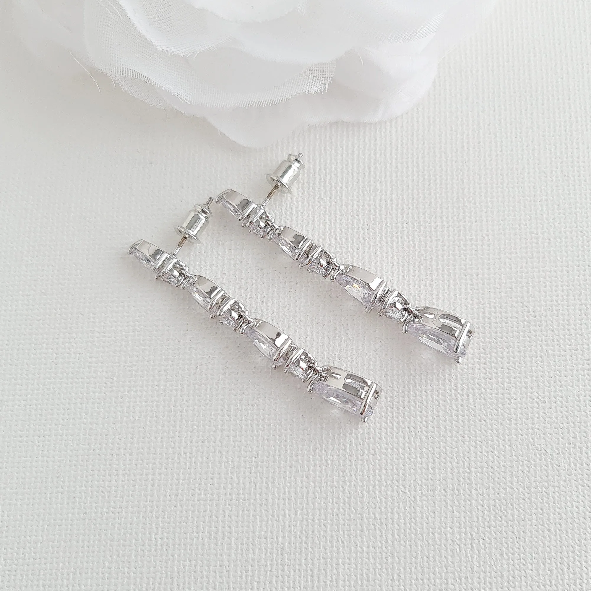 Linear Wedding Earrings-Hazel