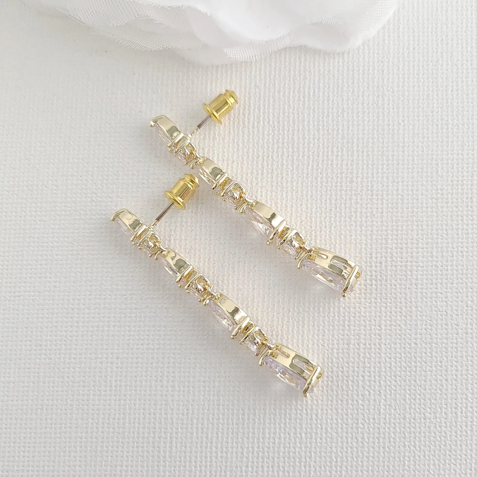 Linear Wedding Earrings-Hazel