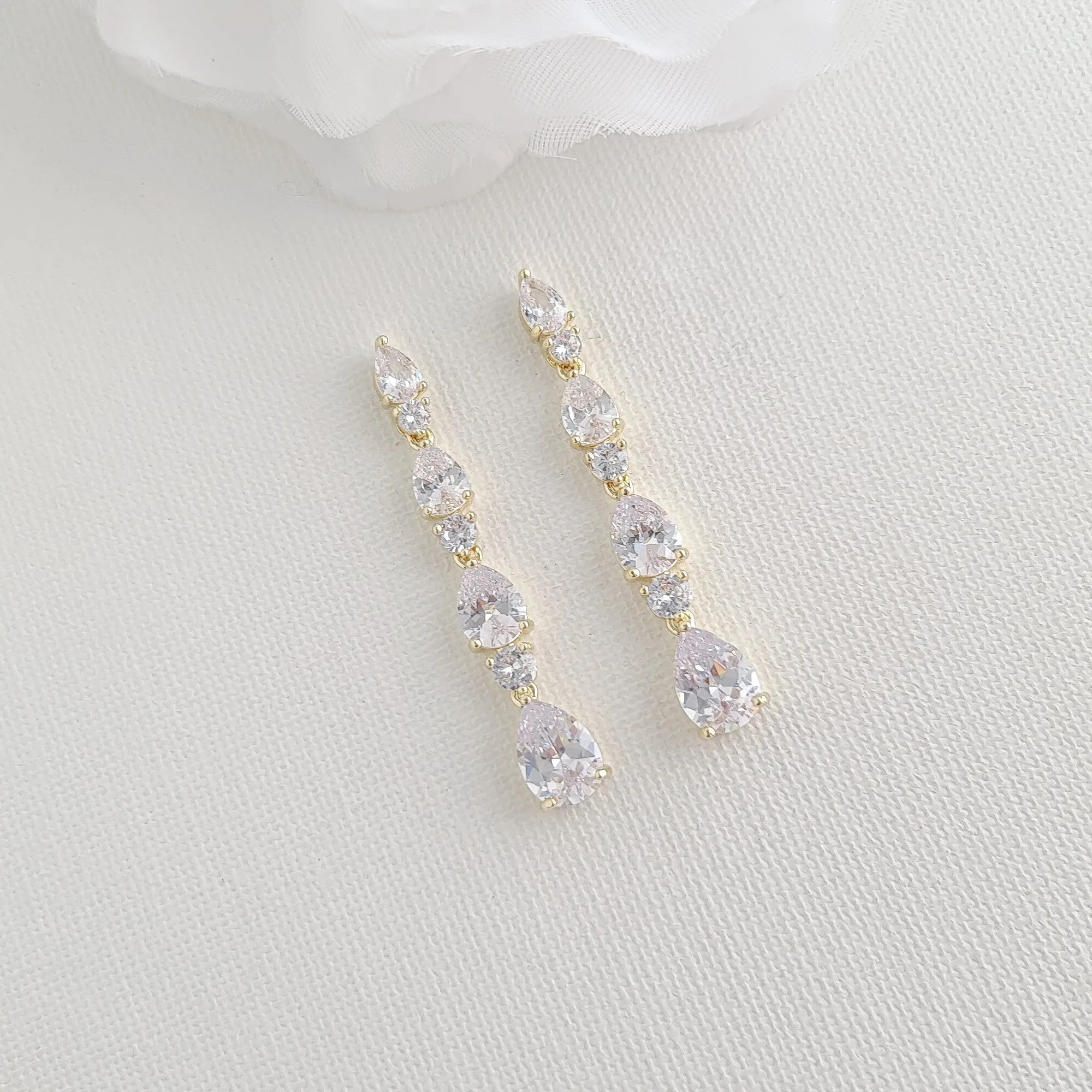 Linear Wedding Earrings-Hazel