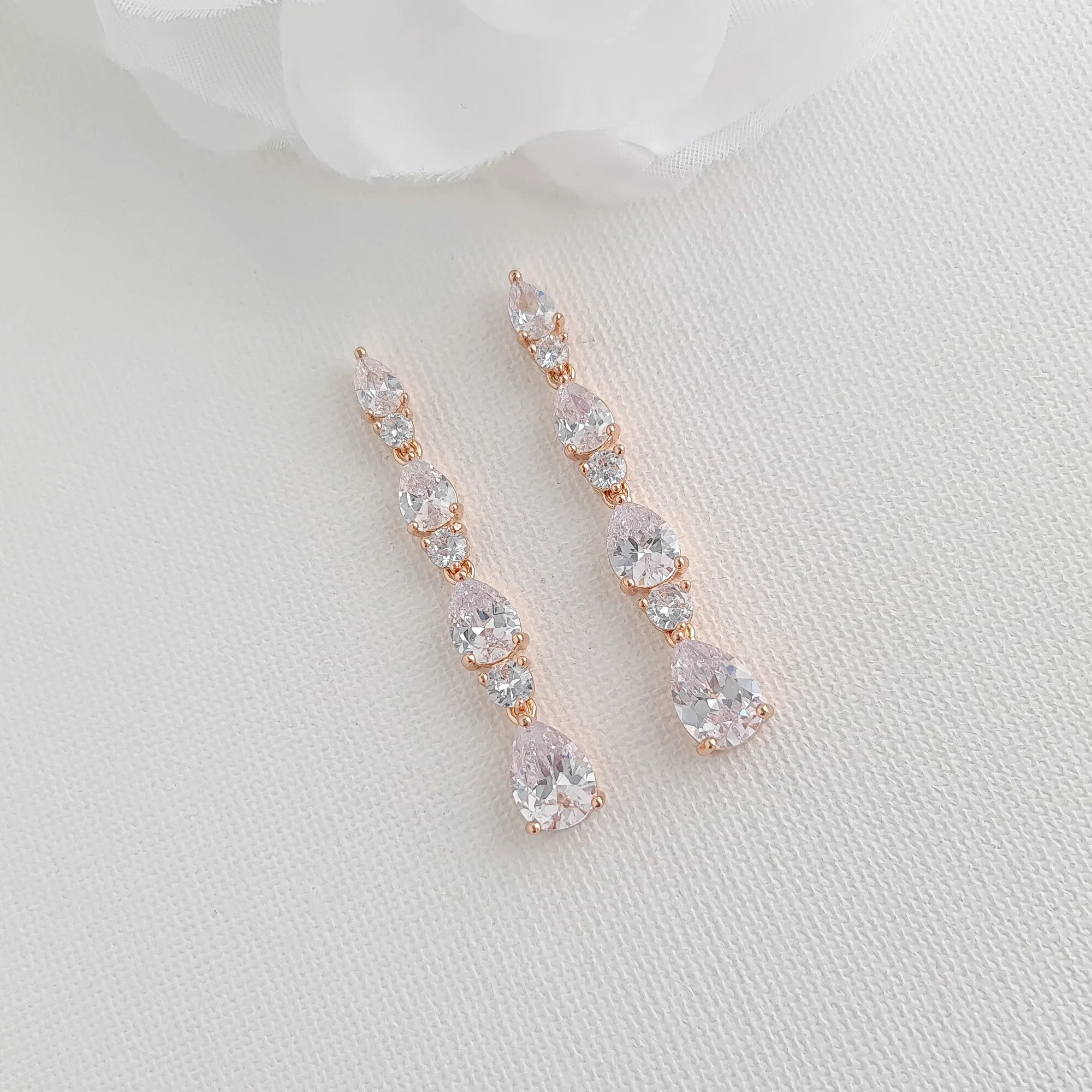 Linear Wedding Earrings-Hazel