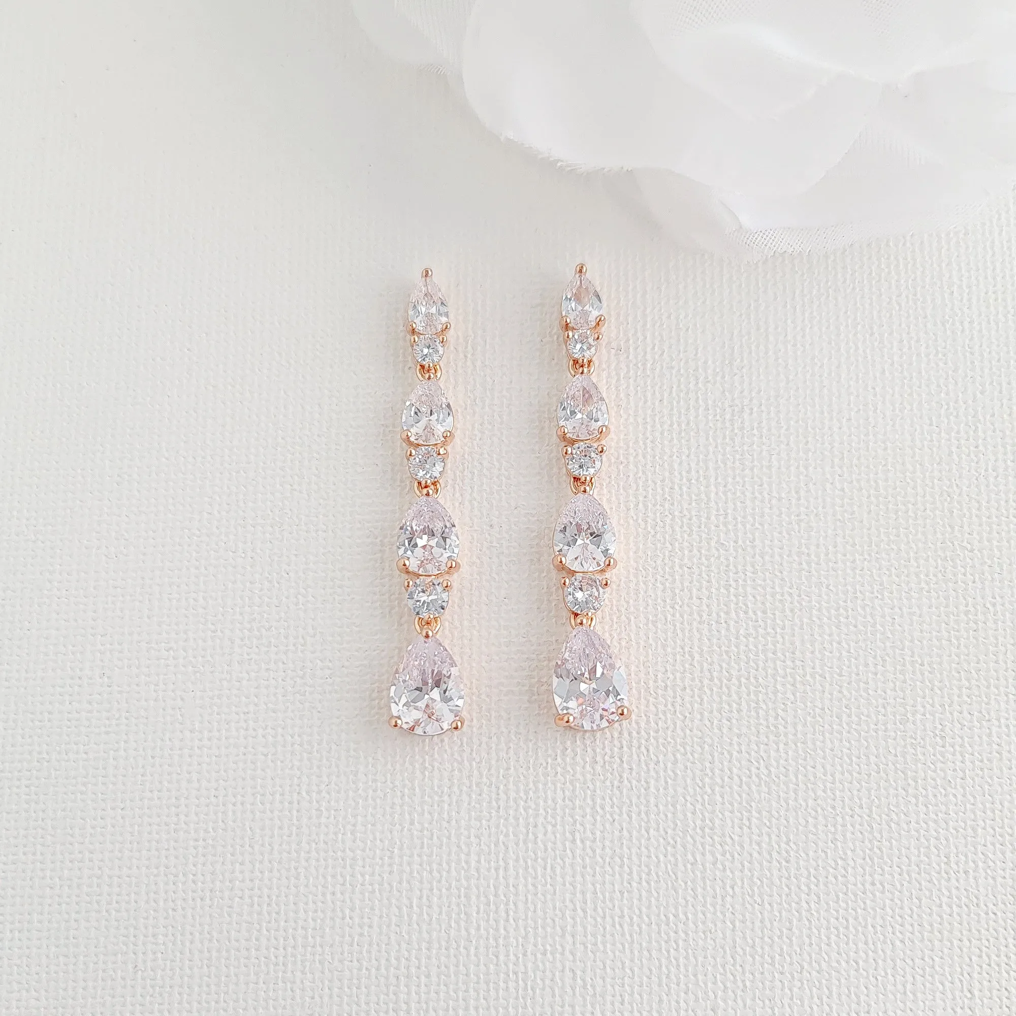 Linear Wedding Earrings-Hazel