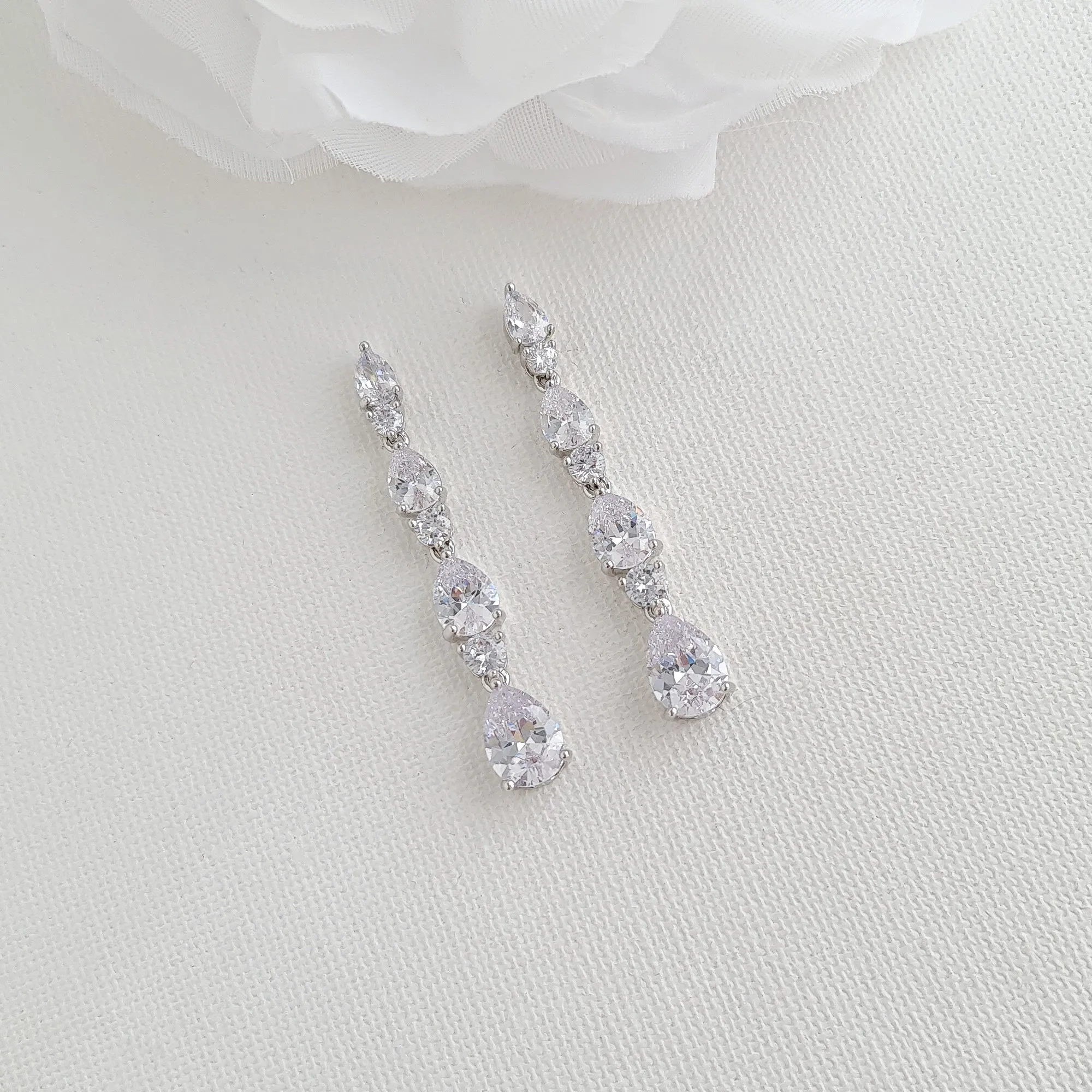 Linear Wedding Earrings-Hazel