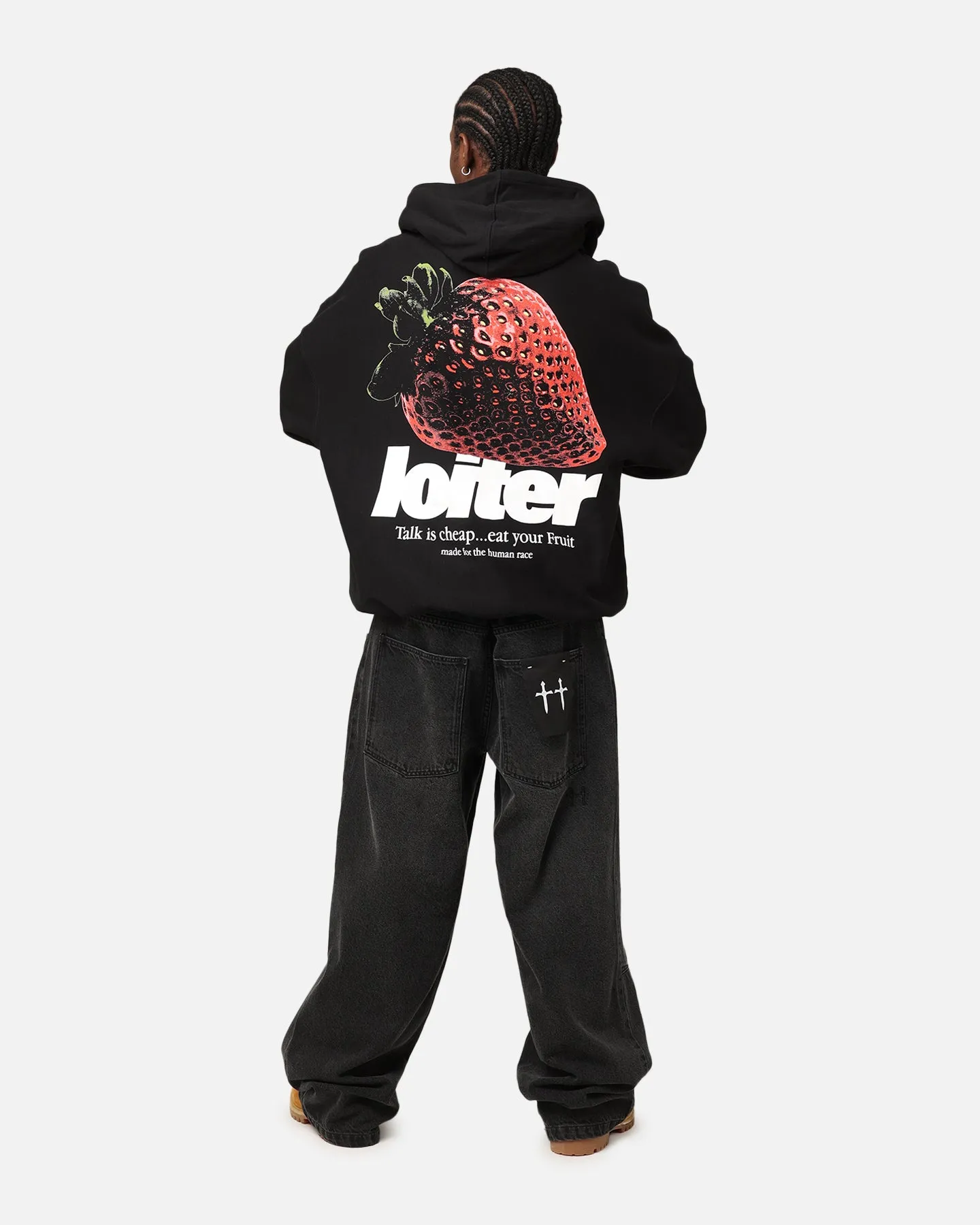 Loiter Strawberry Hoodie Black