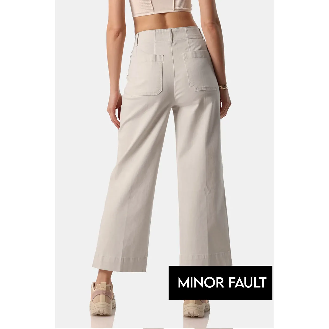 (Minor Fault) Grey Twill Wide Leg Jeans