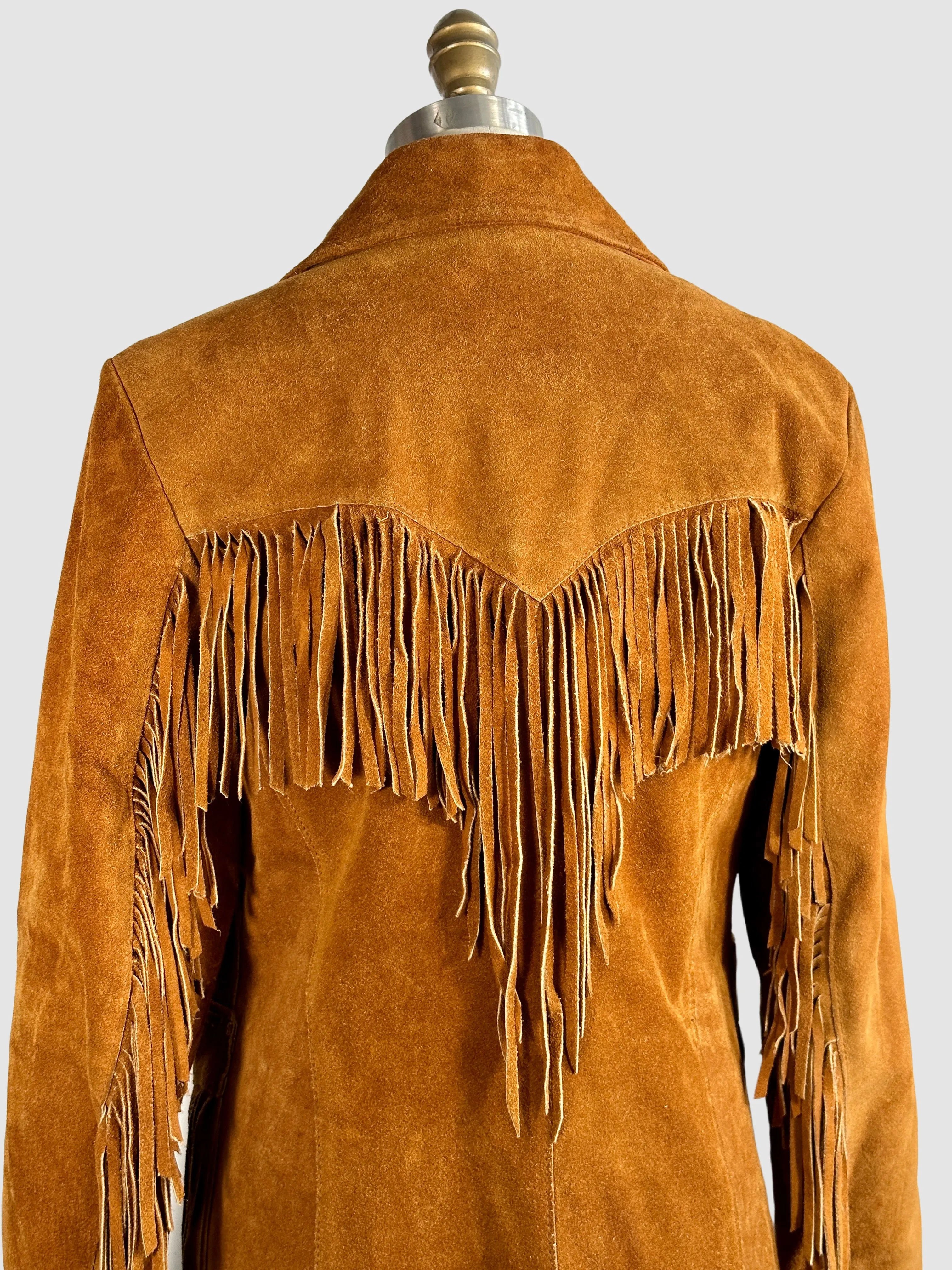 MS PIONEER WEAR 70s Suede Fringe Jacket   Size Small