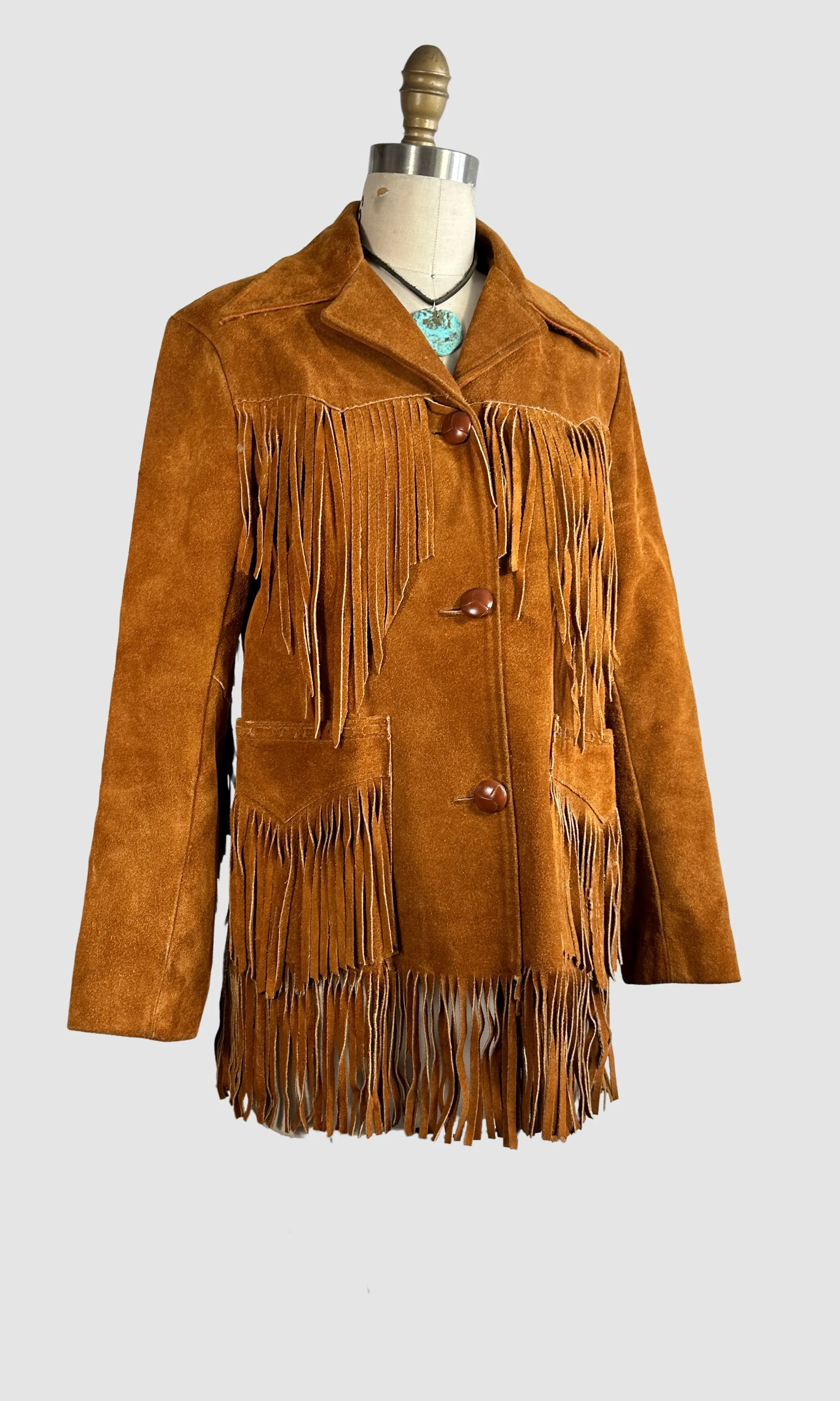 MS PIONEER WEAR 70s Suede Fringe Jacket   Size Small