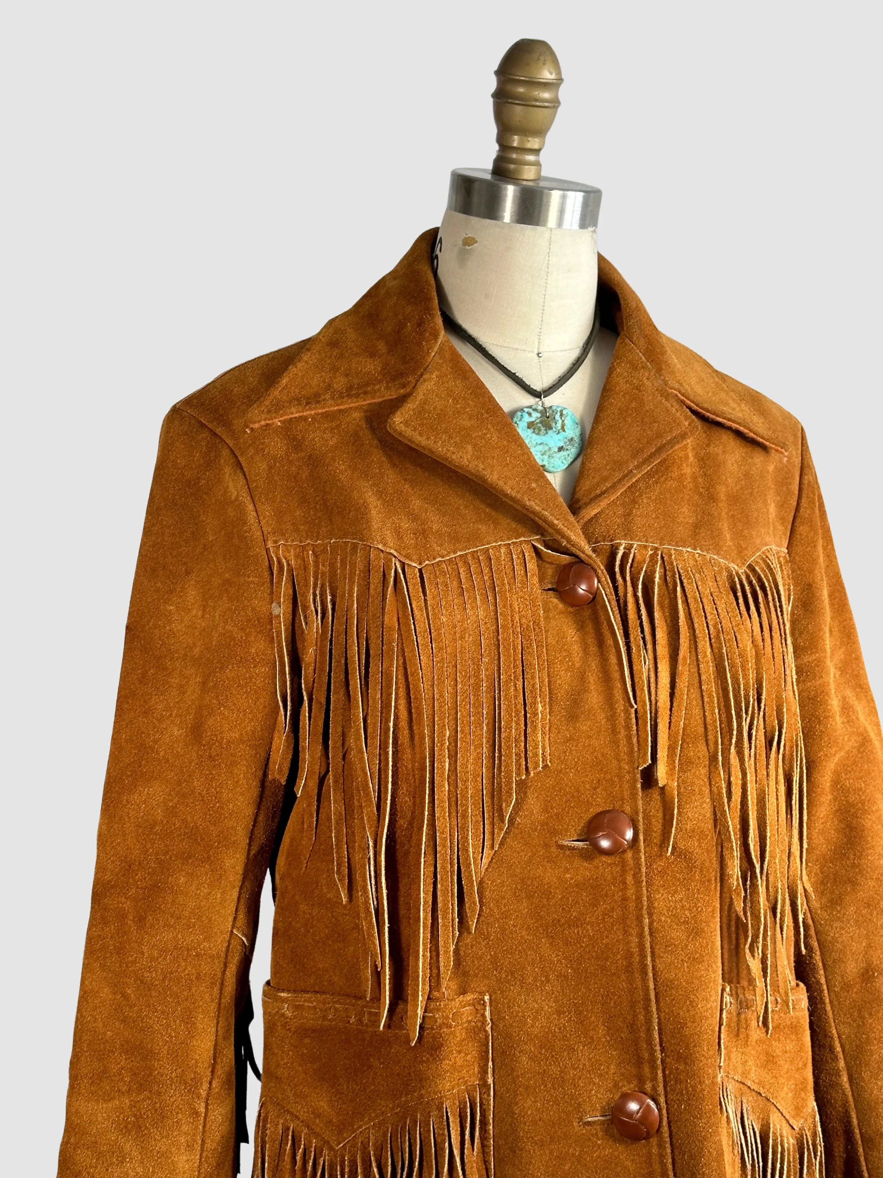 MS PIONEER WEAR 70s Suede Fringe Jacket   Size Small