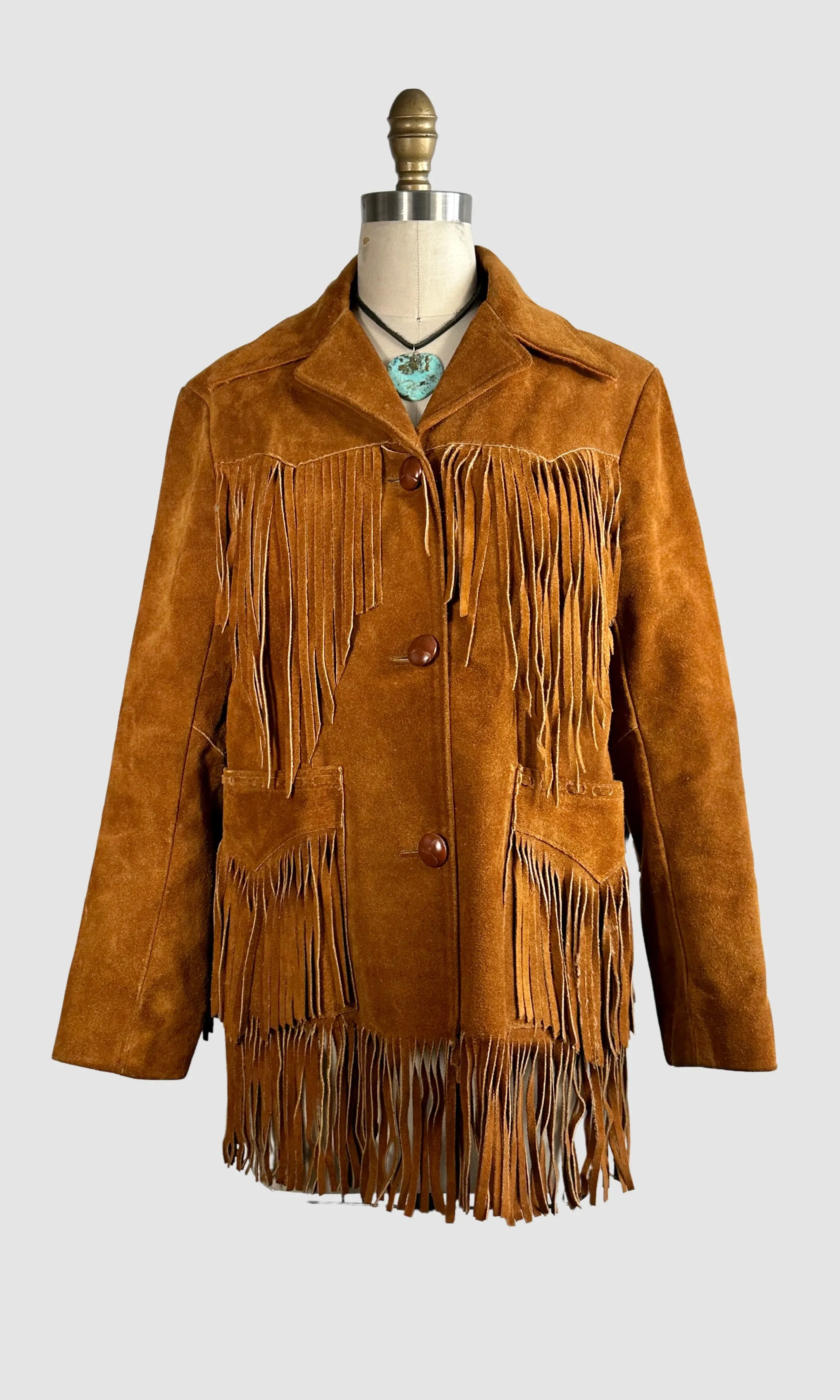 MS PIONEER WEAR 70s Suede Fringe Jacket   Size Small