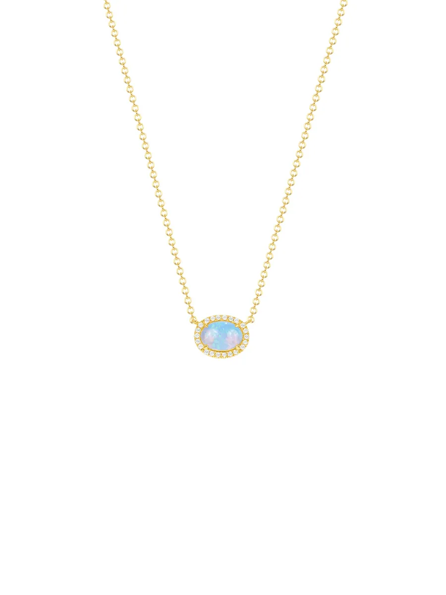 Opal and Diamond Necklace 14K