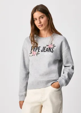 PepeJeans Sweatshirt with Portia Front Embroidery PL581133 grey