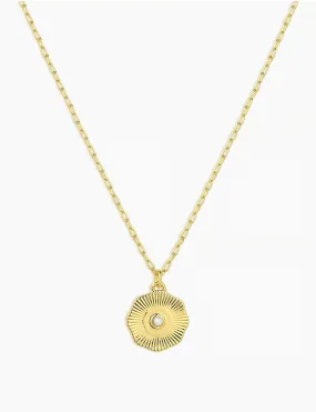 Power Birthstone Coin Necklace (June), Gold/Pearl