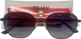 Quay Black Big Time Polarized Sunglasses in Case