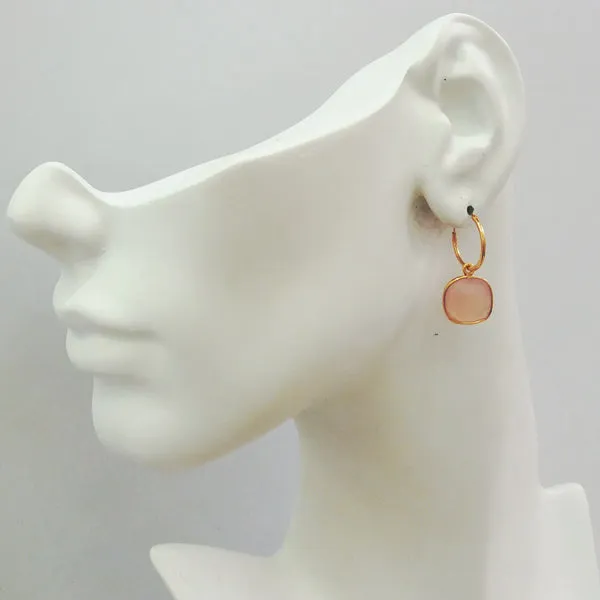 Rose Quartz Loop Drop Earrings