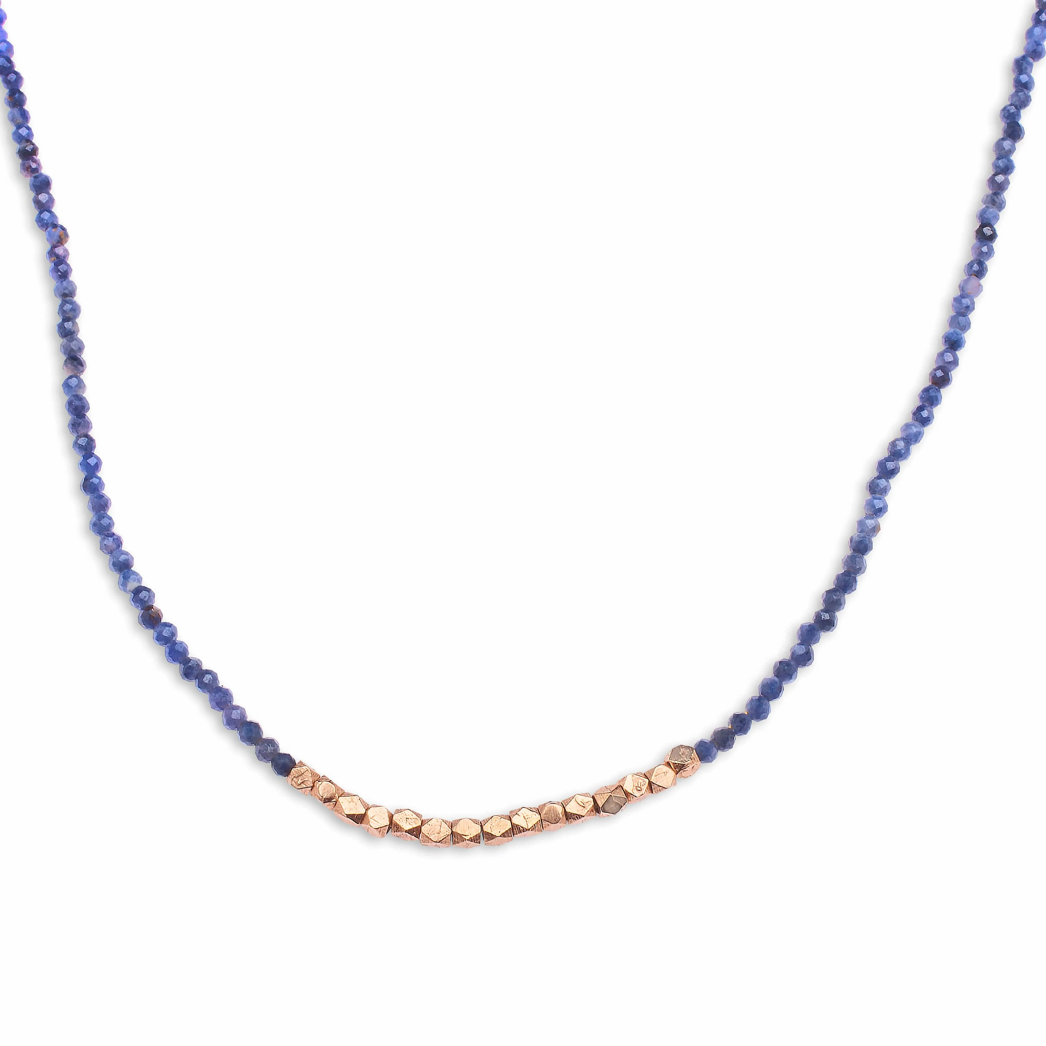 Sapphire & 14K Gold Beaded Necklace