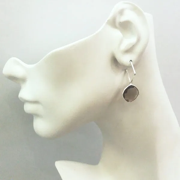 Smokey Quartz Loop Single Drop Earrings