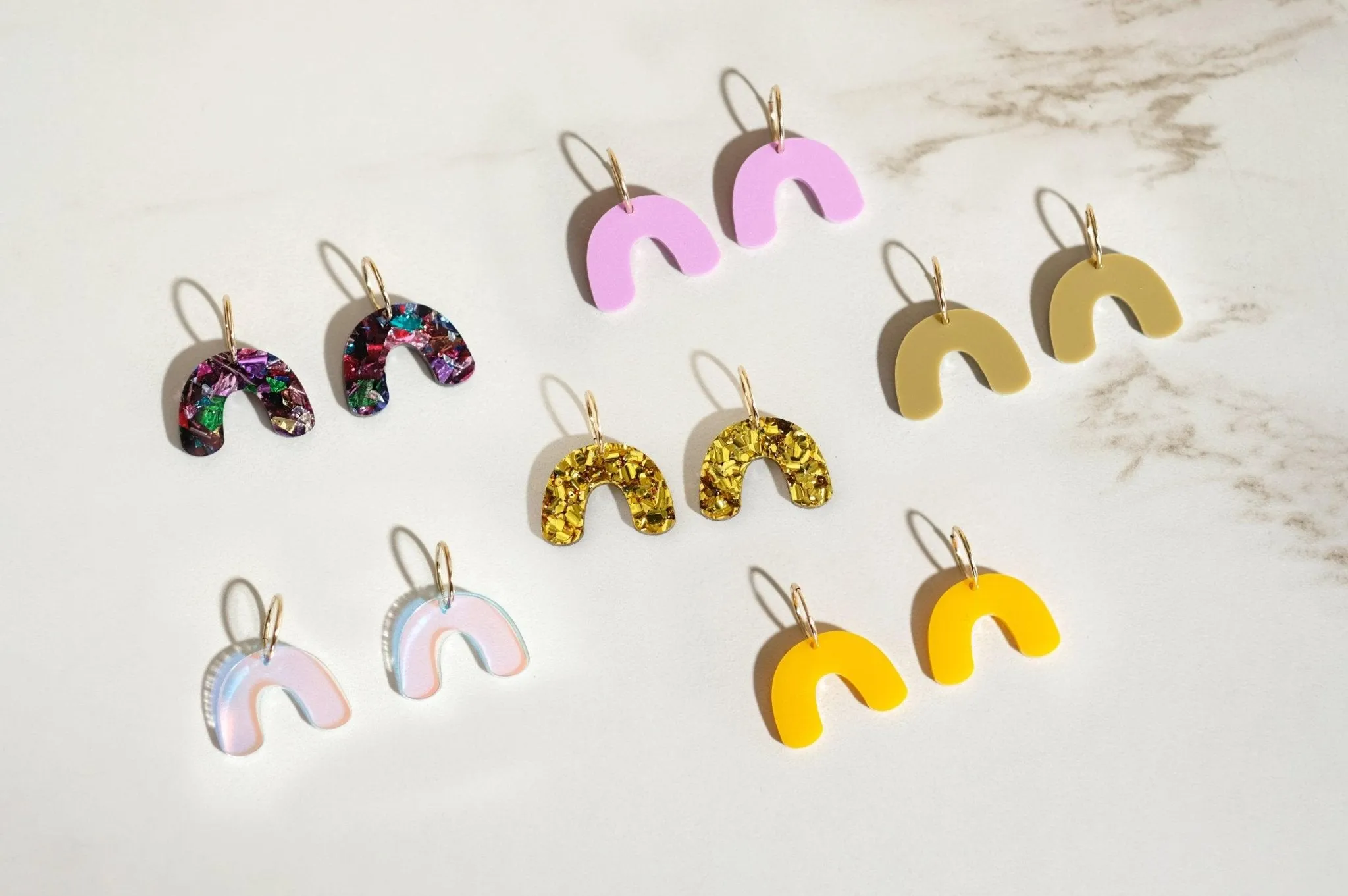 Sparkly Gold - Mini Arch Hoop Earrings