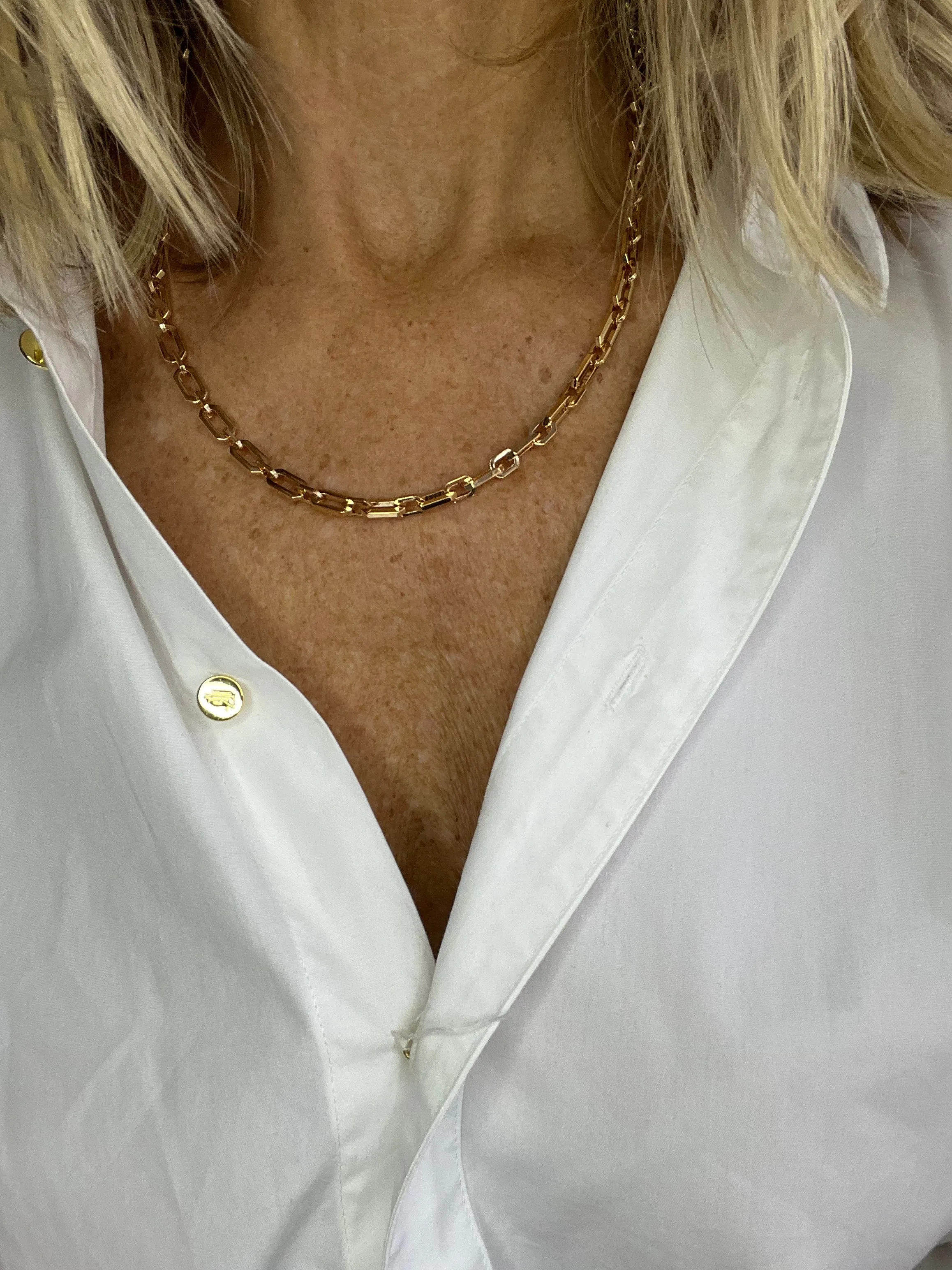 Square Link Gold Necklace | Nora Taylor