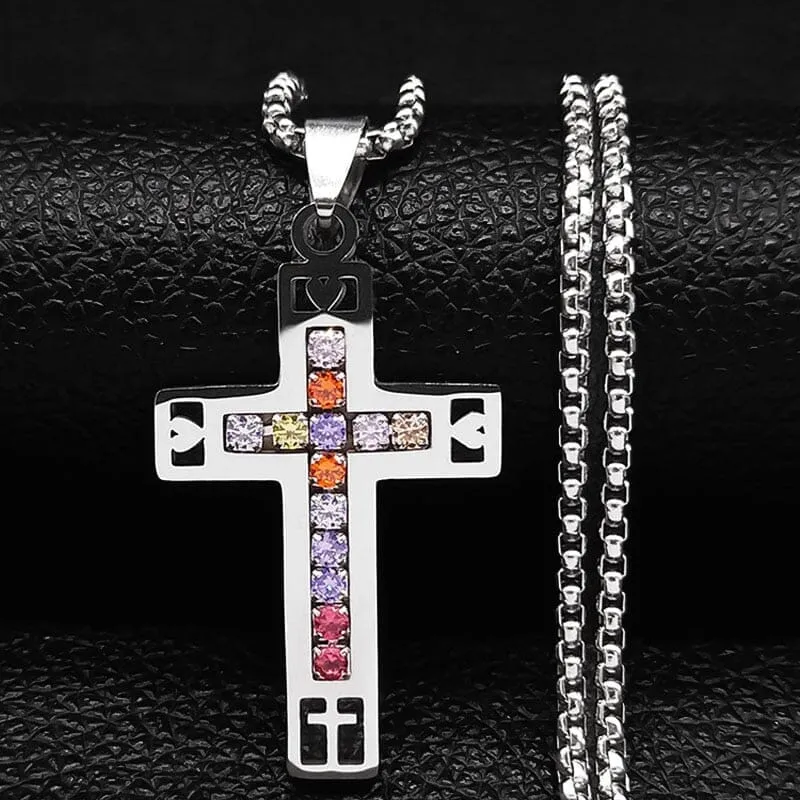 Stainless Steel Necklace WWJD Saint Benedict and Virgin Mary Pendant Necklaces