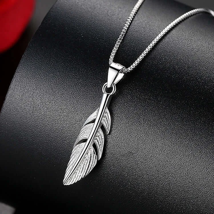 Sterling Silver Mystery Feather Necklace