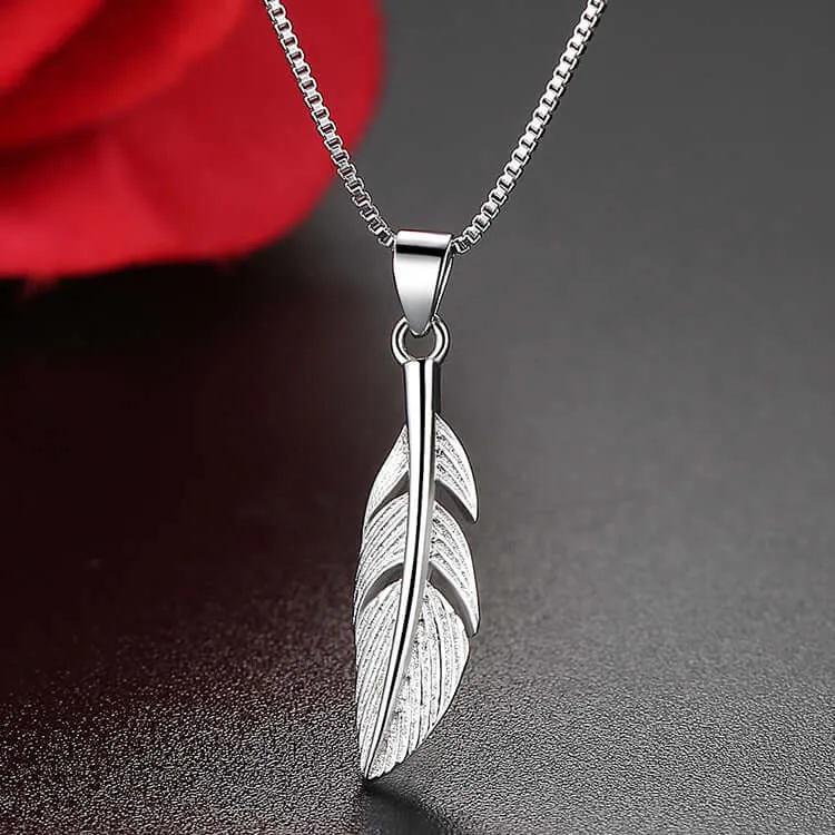 Sterling Silver Mystery Feather Necklace