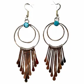 Sterling Silver Rainfall with Turquoise Earrings