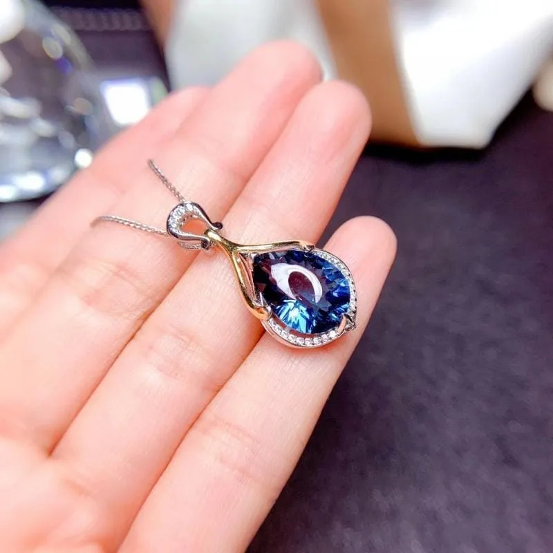 Teardrop Sapphire Crystal Pendant Necklace