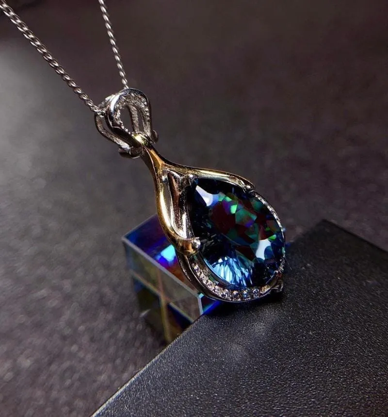 Teardrop Sapphire Crystal Pendant Necklace