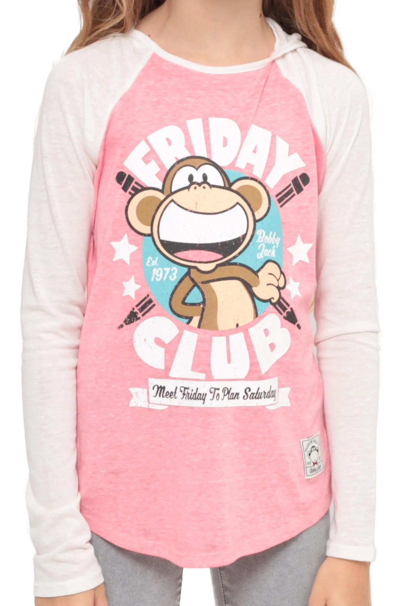 The Friday Club | Hooded Baseball Top - Coral