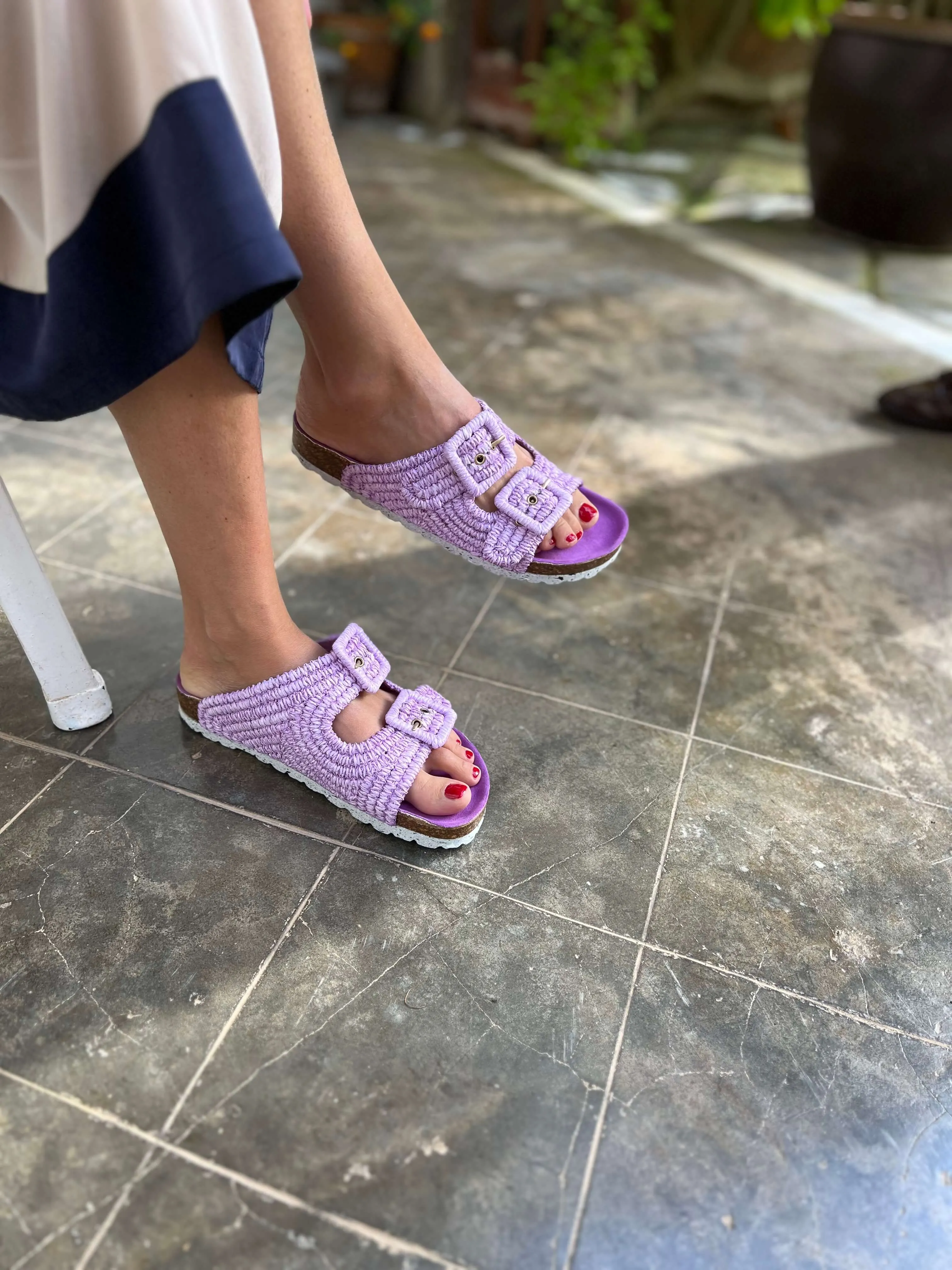 Trujillo Vegan Rafia Sandals | Violet