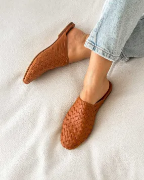 Tulum Woven Mule - Cognac