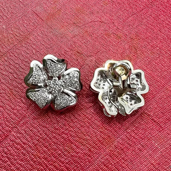 Vintage Diamond Flower Earrings