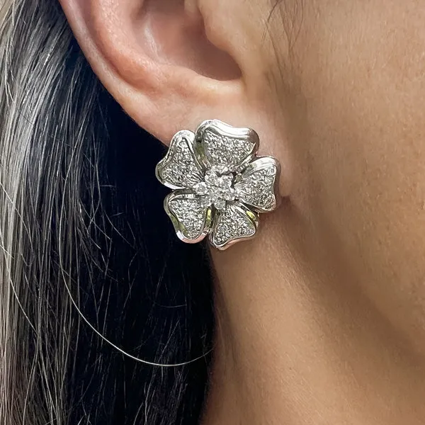 Vintage Diamond Flower Earrings